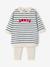 Customisable baby dress and leggings set striped navy blue 