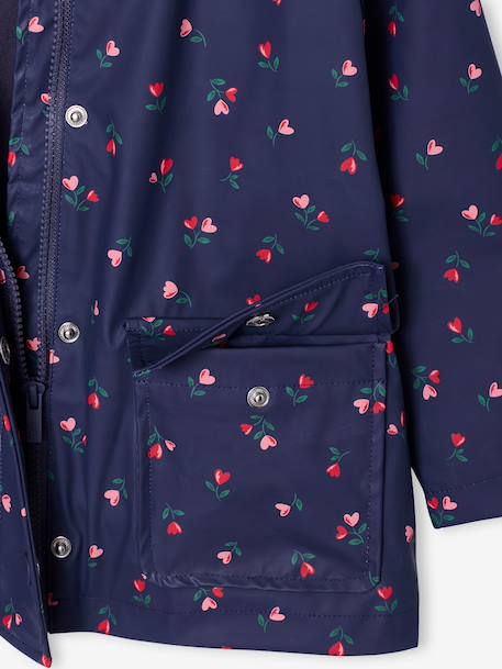 Printed hooded raincoat for girls multicoloured+navy blue+vanilla 
