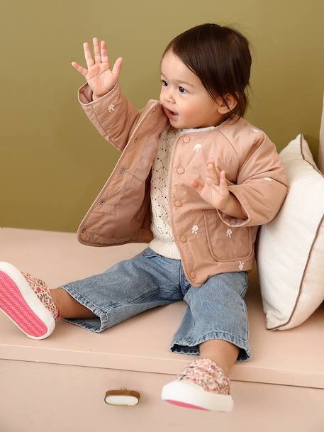 Embroidered padded jacket for baby girls pecan nut 