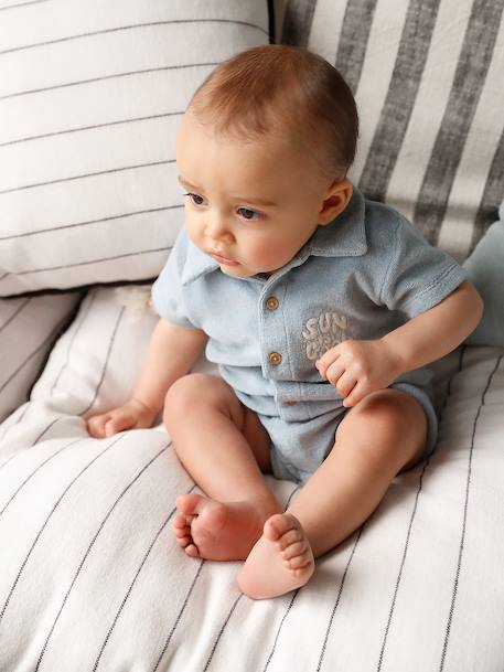 Baby Towelling Playsuit sky blue 