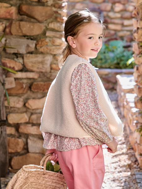 Leopard Print Waistcoat in Sherpa brown+ecru 