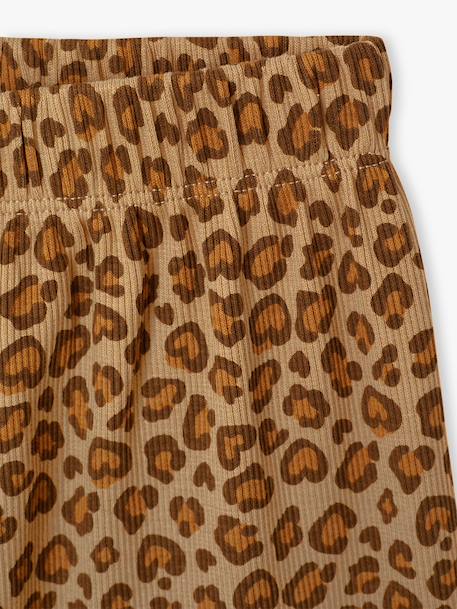 Girls' ribbed knit leggings beige+ecru+printed white 