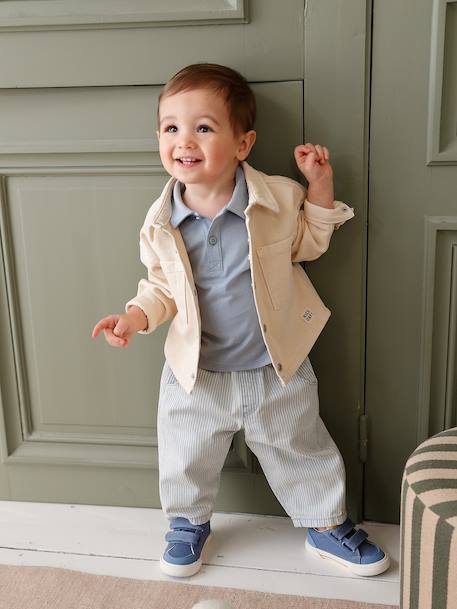 Shirt with Press Studs for Babies sandy beige+taupe 
