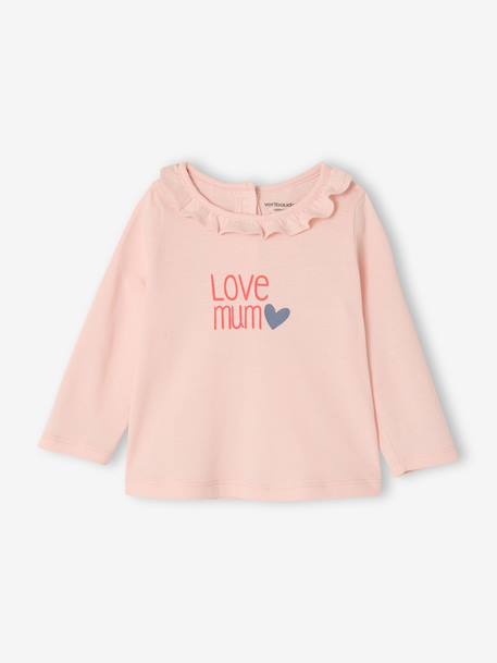 Pack of 2 long-sleeved frilled T-shirts pale pink 
