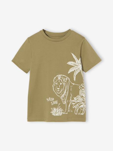 Printed boy's t-shirt aqua green+marl white+medium blue+mint green+ochre+olive+terracotta 