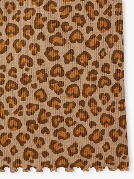 Girls' ribbed knit leggings beige+ecru+printed white 