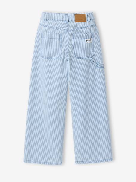 Girl's wide-leg striped trousers striped blue 