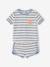 Terry Cloth Shorts + T-Shirt Ensemble for Babies striped blue+taupe 