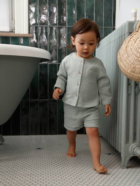 Set of 3-piece shorts for baby boys aqua green 