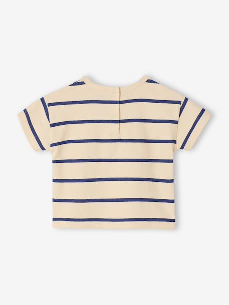 Striped cotton baby T-shirt striped blue 