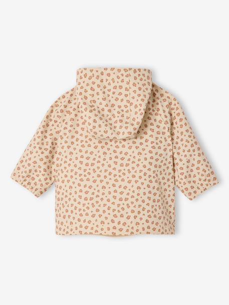 Rain coat 3-in-1 for baby girls with leopard print ecru 
