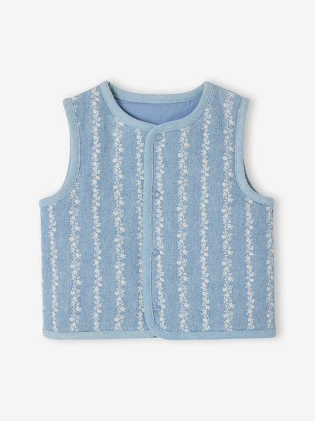 Denim flower sleeveless cardigan for babies stone 