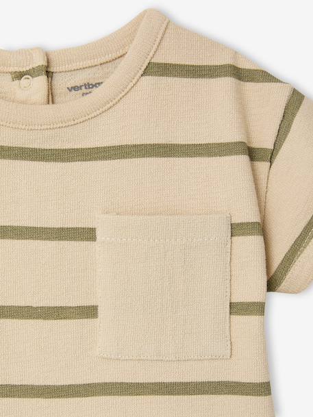 Striped cotton baby T-shirt striped green 