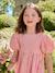 Gingham girl's dress with bows on the back coral 