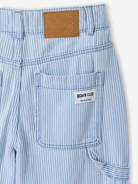 Girl's wide-leg striped trousers striped blue 