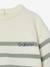 Striped knitted baby jumper caramel+navy blue+sage green 
