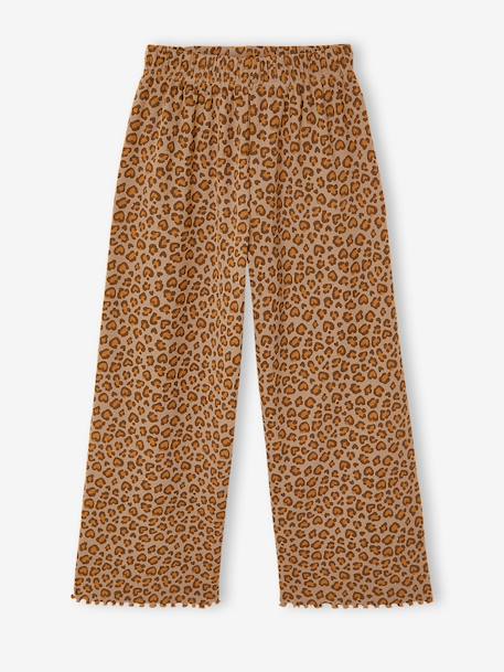 Girls' ribbed knit leggings beige+ecru+printed white 
