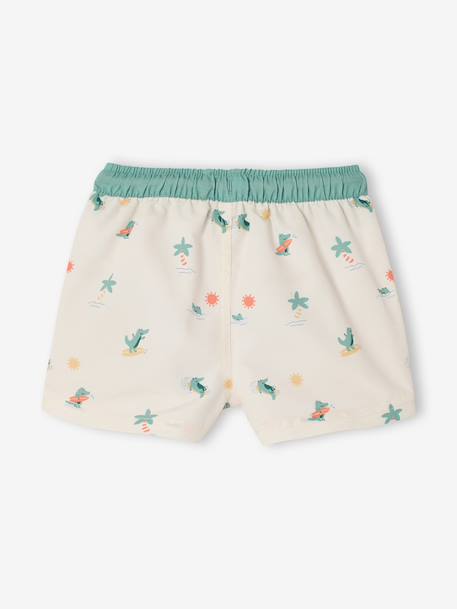 Baby swim shorts with crocodile print ecru 