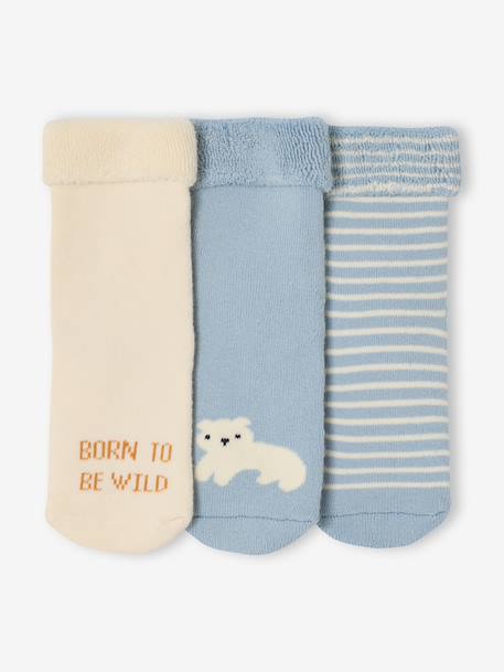 Pack of 3 cotton baby socks ecru 