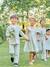 Cotton Gauze Occasion Wear Dress with Broderie Anglaise Sleeves, for Girls pale pink+sage green 