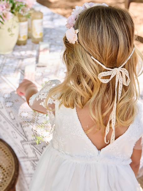 Girl's lace and tulle dress white 