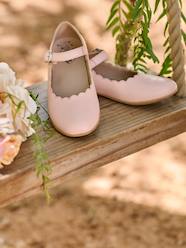 Scalloped Leather Ballerinas for Girls