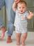 Terry Cloth Shorts + T-Shirt Ensemble for Babies striped blue+taupe 