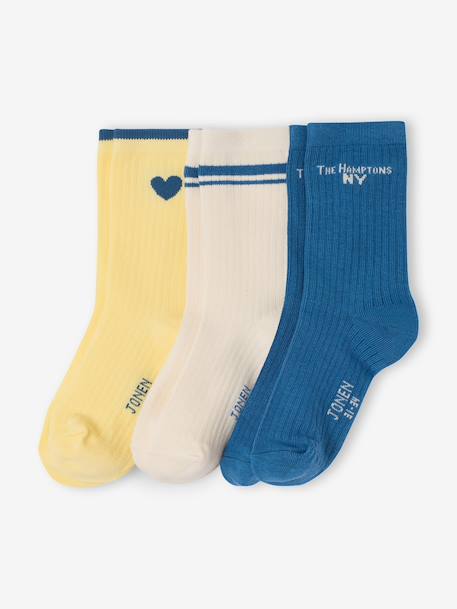 Pack of 3 assorted socks pale yellow 