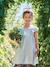 Cotton Gauze Occasion Wear Dress with Broderie Anglaise Sleeves, for Girls pale pink+sage green 