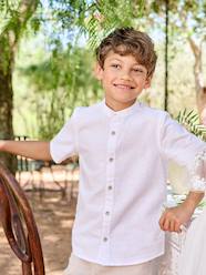 Boys-Linen Shirt with Mandarin Collar for Boys 