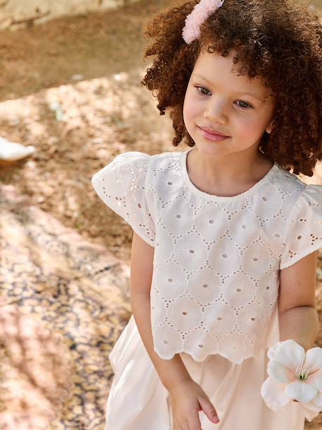 Girl's two-fabric skater dress white 