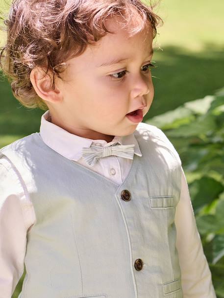 Set: shirt, cardigan and bow tie for babies sage green 