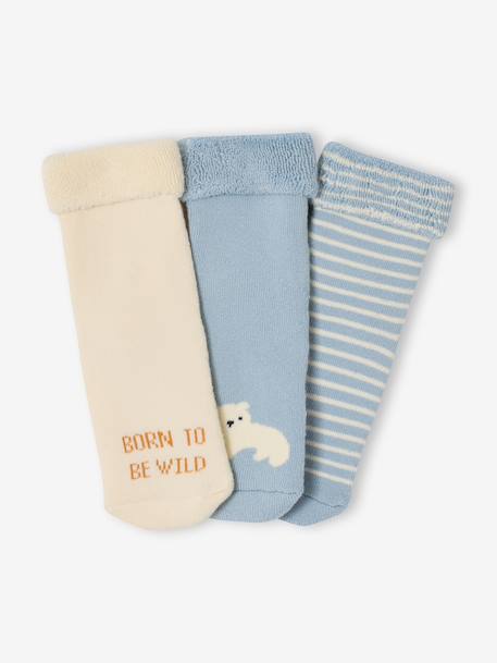 Pack of 3 cotton baby socks ecru 