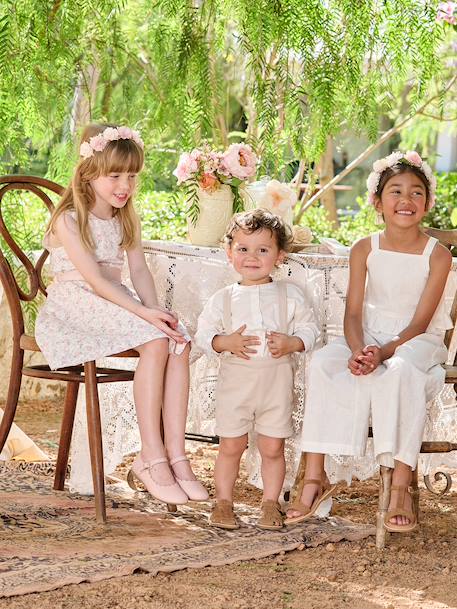 Occasion Wear Outfit: Shirt & Shorts for Babies beige+sage green 