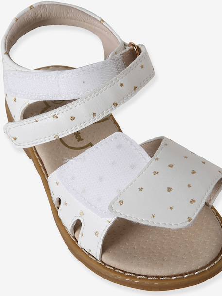 Glittery Hook-and-Loop Sandals for Girls printed white+set blue 