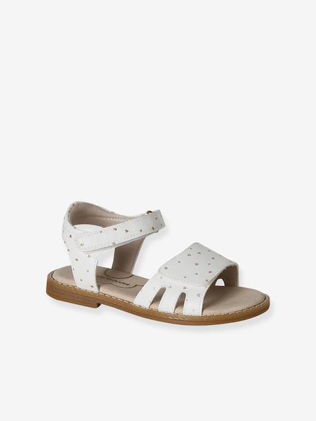 Glittery Hook-and-Loop Sandals for Girls printed white+set blue 