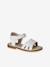 Glittery Hook-and-Loop Sandals for Girls printed white+set blue 