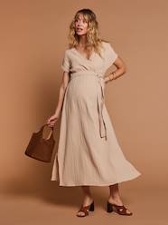 Maternity-Dresses-Long Dress for Maternity in Cotton Gauze, by ENVIE DE FRAISE