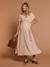 Long Dress for Maternity in Cotton Gauze, by ENVIE DE FRAISE beige+clay beige+navy blue+terracotta 