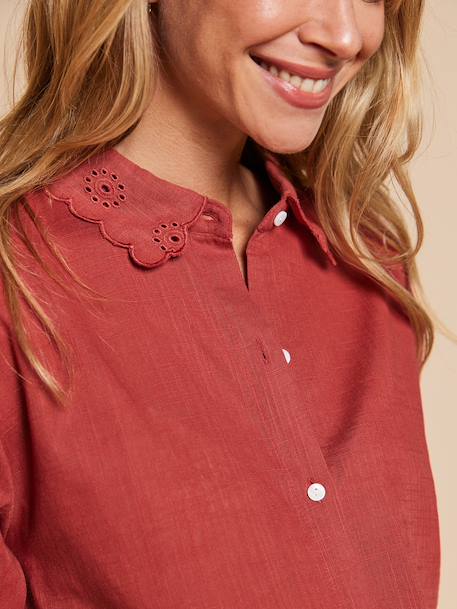 Nightshirt for Maternity & Nursing by ENVIE DE FRAISE emerald green+terracotta 