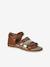 Leather Sandals with Closed Heel for Children, Designed for Autonomy set brown+set pink 