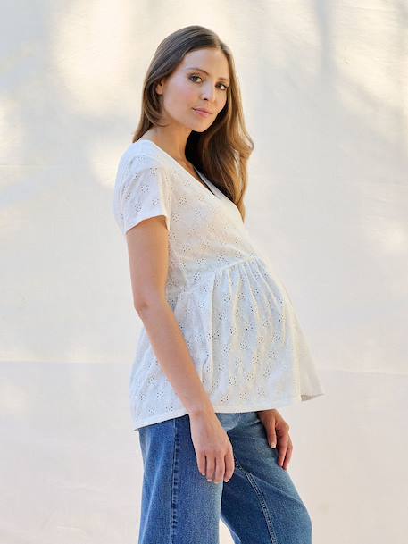English embroidery nursing blouse ecru 