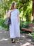 Long maternity and nursing dress striped blue 