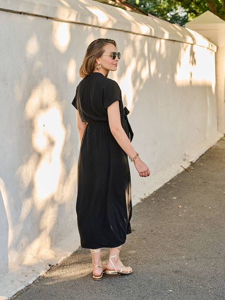 Long Shirt Dress for Maternity & Nursing, ENVIE DE FRAISE beige+black 