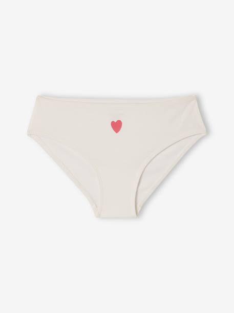 Pack of 7 girls' heart print organic cotton briefs fuchsia 