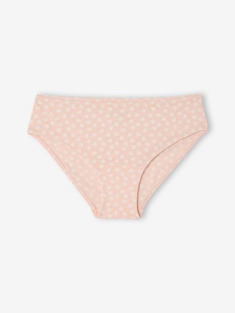 Pack of 7 girls' heart print organic cotton briefs fuchsia 