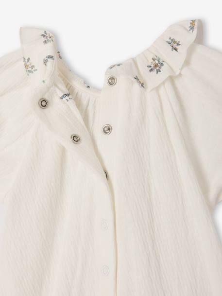 Baby bodysuit with short puff sleeves ecru 