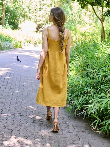 Nursing clothes long dress ochre 