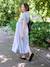 Long maternity and nursing dress striped blue 