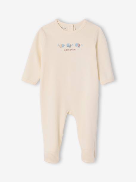 Pack of 3 Organic Cotton Sleepsuits for Babies beige+ecru+sage green 